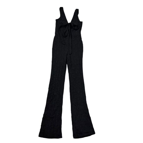 Tularosa Bobby Jumpsuit XS Black Sleeveless Halter Neck Crinkled Keyhole Stretch - Picture 2 of 16